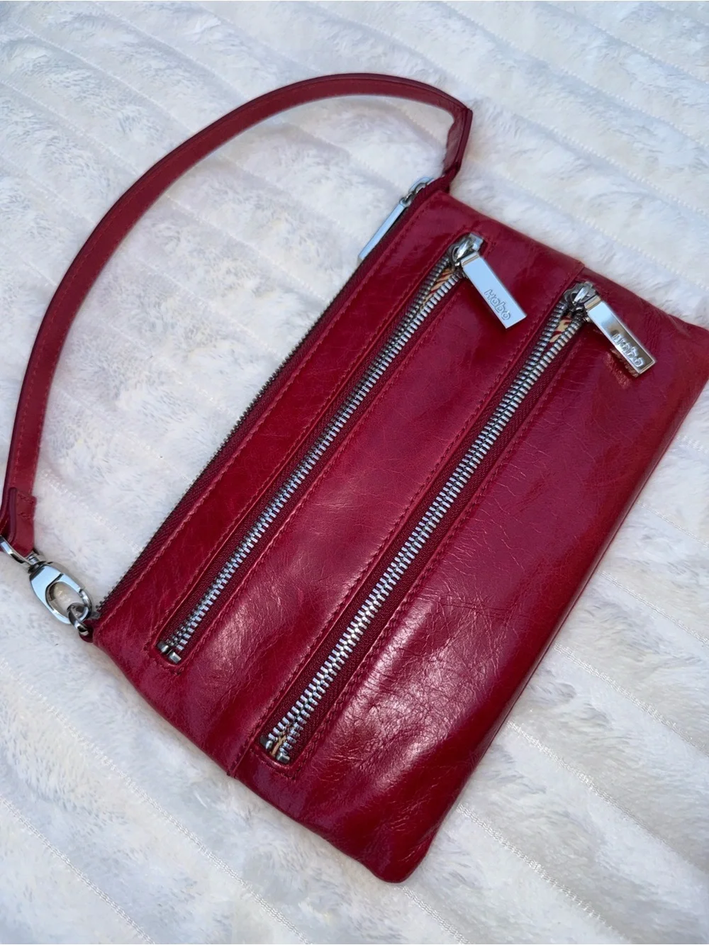 HOBO Red Leather Mara Crossbody Shoulder Bag
